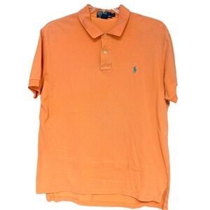 Polo Ralph Lauren Size Large Peach (Orange) 100% Cotton Polo Shirt w/Green Horse
